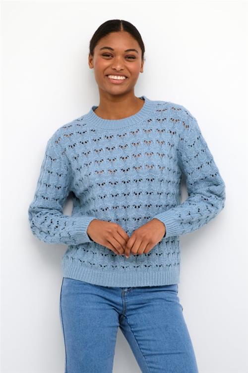 Kaffe Kaelena Knit Pullover Kvinde Faded Denim Sweaters Str XL - Denim hos Magasin