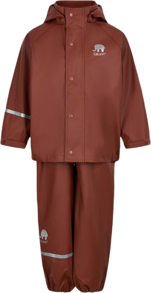 CeLaVi Basic Rainwear set Solid PU Str 110 Unisex - Tortoise Shell Regntøj hos Magasin