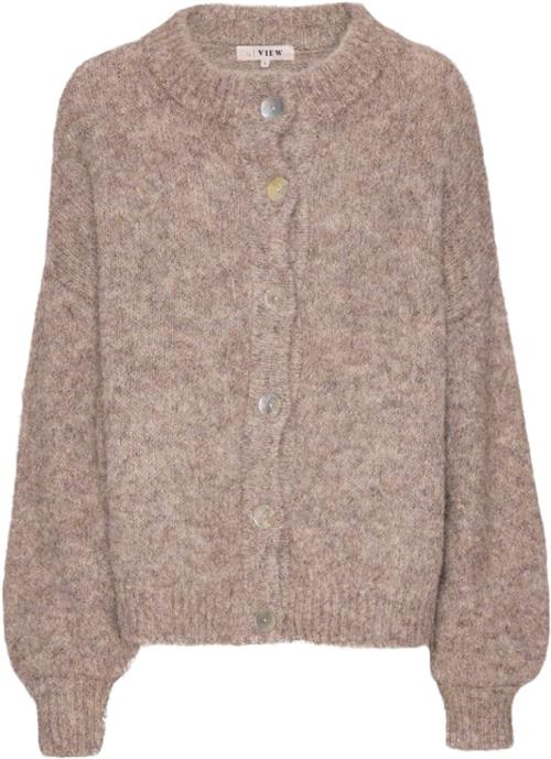 Se A-VIEW Patrisia Solid Knit Cardigan Kvinde Light Brown Cardigans Str S - hos Magasin ved Magasin