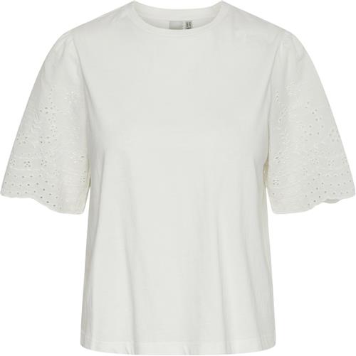 YAS Yaslex SS TOP W. EMB Sleeves S. NOO Kvinde Grøn Kortærmede Bluser Str XS - hos Magasin