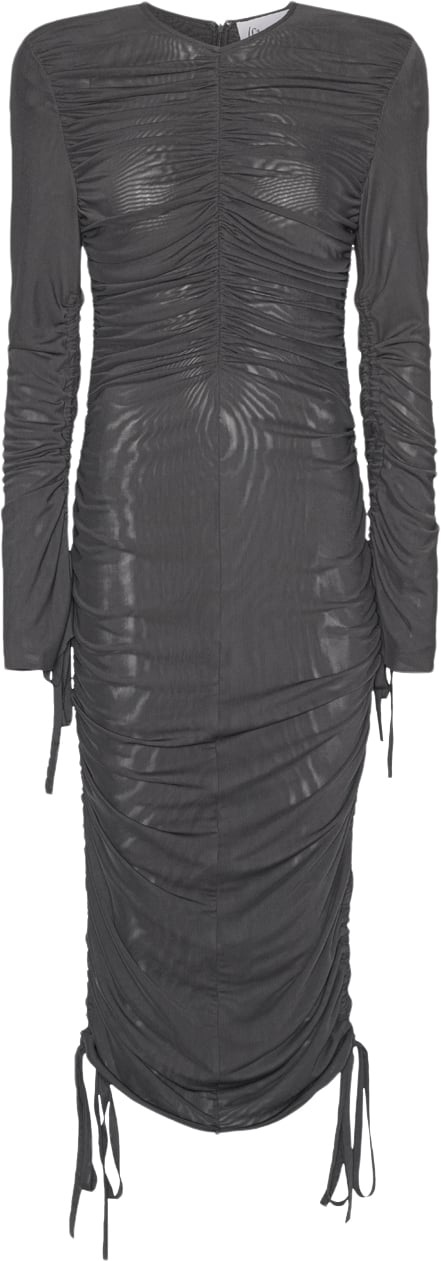 Cannari Concept Ls Dress W. Ruffles Kvinde Asphalt Midi Kjoler Str 36 - hos Magasin