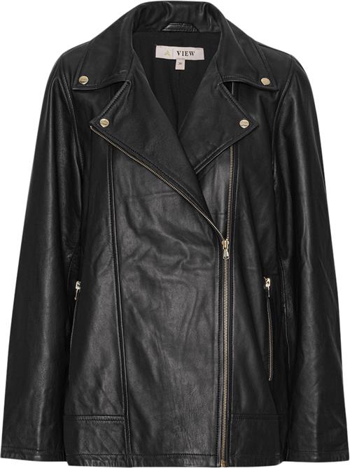 A-VIEW Kalee Leather Jacket Kvinde Black Læderjakker Str 42 - Læder hos Magasin