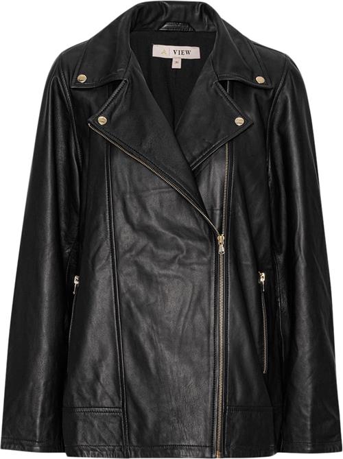 A-VIEW Kalee Leather Jacket Kvinde Black Læderjakker Str 36 - Læder hos Magasin