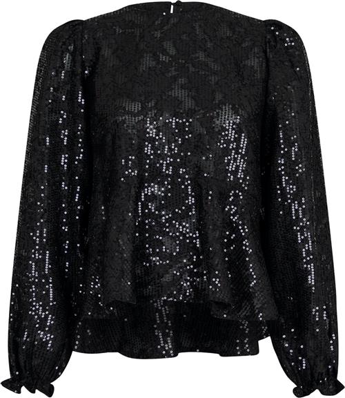 Neo Noir Rizzo Sequins Blouse Kvinde Sort Langærmede Bluser Str 38 - hos Magasin