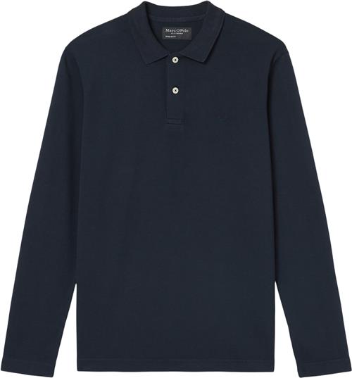 Marc O’Polo Poloshirt, Long Sleeve, Ribbed Coll Kvinde Dark Navy Sweaters Str L - hos Magasin