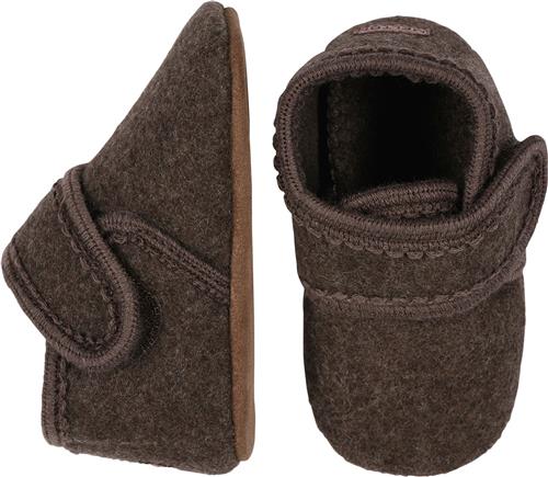 Melton Wool Slippers With Velcro Denver Melange Hjemmesko Str 23/24 - Uld hos Magasin