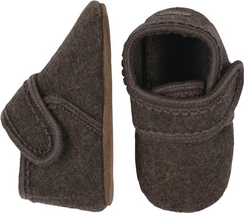 Melton Wool Slippers With Velcro Denver Melange Hjemmesko Str 24/25 - Uld hos Magasin