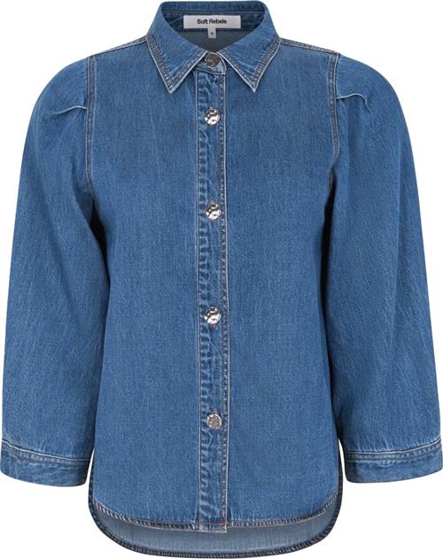 Soft Rebels Srerin Shirt Kvinde Medium Blue Denim Wash Langærmede Bluser Str L - Denim hos Magasin