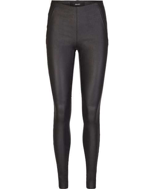 Object Objbelle MW Coated Leggings Noos Kvinde Black Leggings Str 44 - hos Magasin