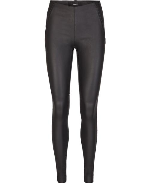 Se Object Objbelle MW Coated Leggings Noos Kvinde Black Leggings Str 38 - hos Magasin ved Magasin