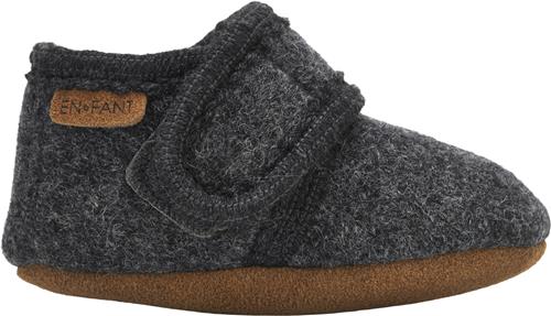 En Fant Baby Wool Slippers Dark Grey Melange Hjemmesko Str 27\28 - Uld hos Magasin