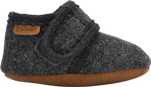 En Fant Baby Wool Slippers Dark Grey Melange Hjemmesko Str 25\26 - Uld hos Magasin