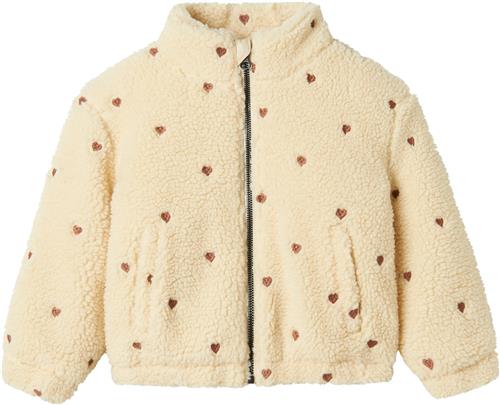 Lil' Atelier Nmfnalo Sherpa Loose Jacket LIL Str 110 - Sandshell/emb. Hearts Overgangsjakker hos Magasin