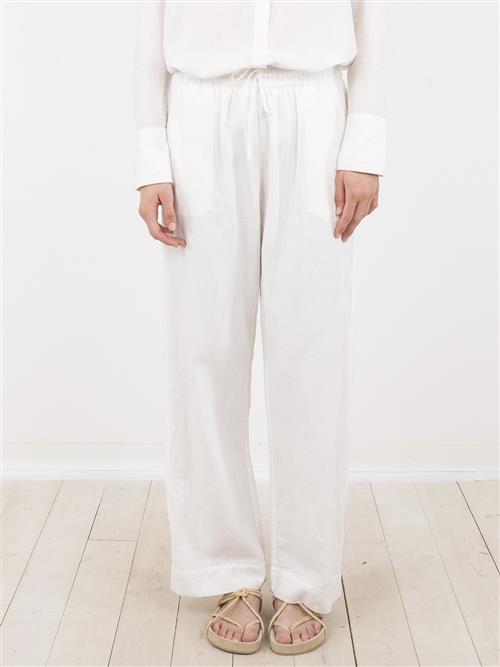 Neo Noir Sonar Linen Pants Kvinde White Bukser Med Lige Ben Str 40 - hos Magasin