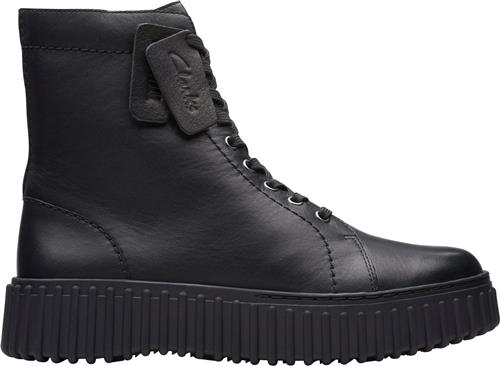 Clarks Originals Torhill Rise D Kvinde Black Leather Snørestøvler Str 38 - hos Magasin