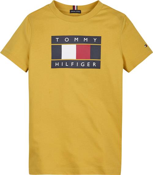 Tommy Hilfiger Global Stripe Flag TEE S/S Str 5 år / 110 cm - Tuscan Yellow Kortærmede T-shirts hos Magasin