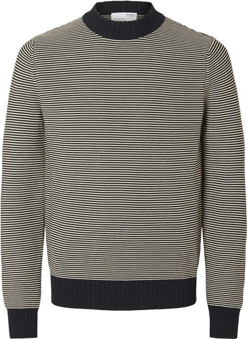 Selected Homme Slhrobert LS Knit Structure Crew NE Mand Sky Captain/oatmeal Turtlenecks Str S - hos Magasin