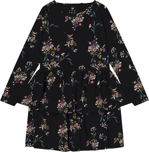 The New Tniris L_S Dress Str 110-116 cm/5-6 år - Black Beauty Flow Kjoler Bomuld hos Magasin