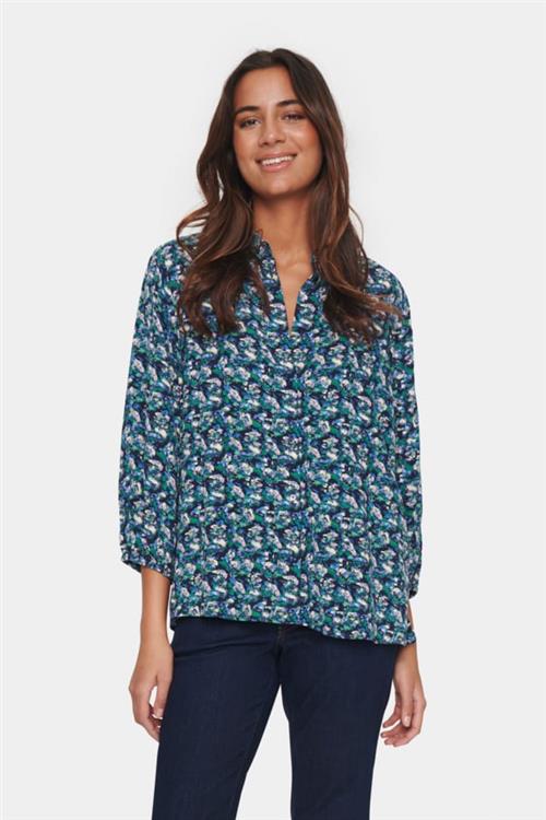 Se Saint Tropez Palavisz Shirt Kvinde Night Sky Flower Art Kortærmede Bluser Regular Fit Str L - hos Magasin ved Magasin