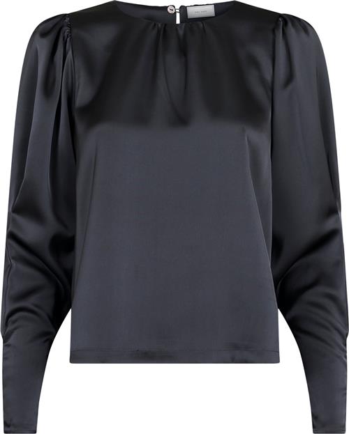 Neo Noir Camma Heavy Sateen Blouse Kvinde Steel Grey Langærmede Bluser Str 40 - hos Magasin