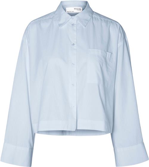 Selected Femme Slfastha LS Cropped Boxy Shirt B Kvinde Blå Langærmede Skjorter Str 40 - hos Magasin