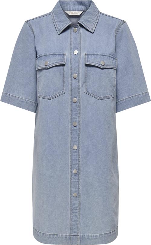 ONLY Onlbelle S/S Button Dress DNM GUA Kvinde Light Blue Denim Korte Kjoler Regular Fit Str L - Bomuld hos Magasin