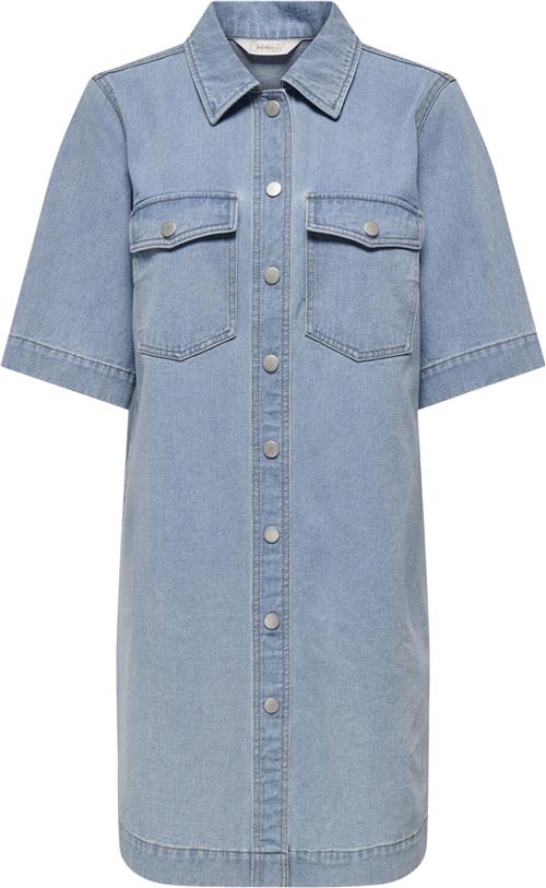 ONLY Onlbelle S/S Button Dress DNM GUA Kvinde Light Blue Denim Korte Kjoler Regular Fit Str XL - Bomuld hos Magasin