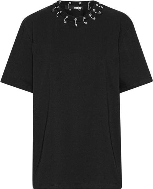 ROTATE Birger Christensen Oversized Ring Tshirt Kvinde Black Kortærmede T-shirts Str 38 - hos Magasin