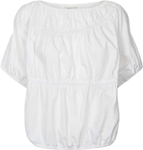 Rabens Saloner Poplin Elasticated top Lotte Kvinde White Toppe Str XS - hos Magasin