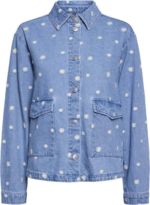 Pieces Pcmay LS Denim Shirt D2D Kvinde Blå Langærmede Skjorter Str S Denim - hos Magasin