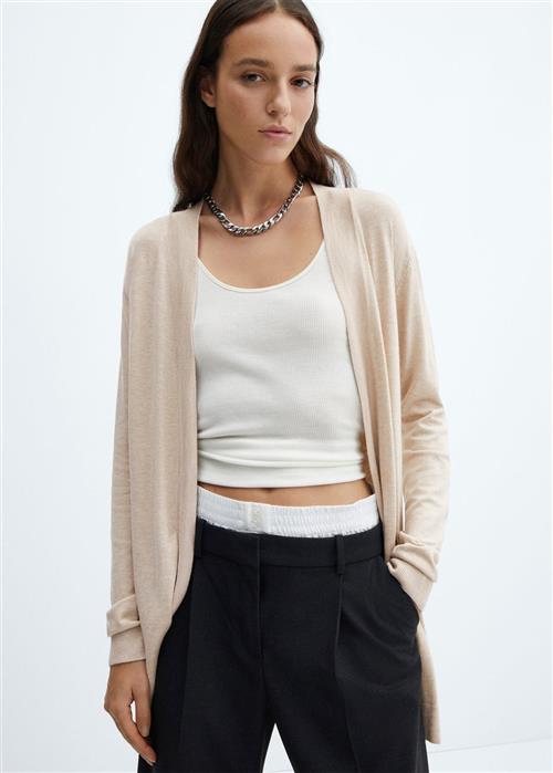 Se MANGO Fineknit Cardigan Kvinde Lt Pastel Brown Cardigans Str XL - hos Magasin ved Magasin