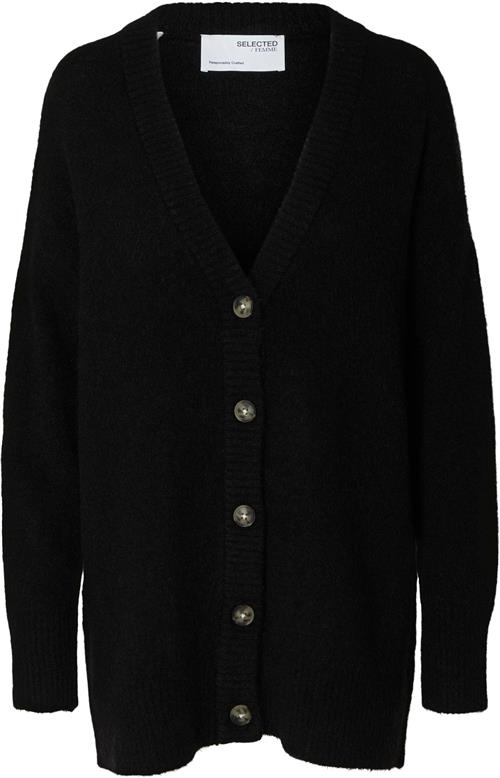 Se Selected Femme Slfmaline LS Knit Long Cardigan NOO Kvinde Sort Cardigans Str XS - hos Magasin ved Magasin