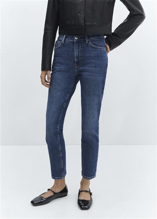 MANGO Slim Cropped Jeans Kvinde Open Blue Skinny Jeans Skinny Fit Str 34 - Denim hos Magasin