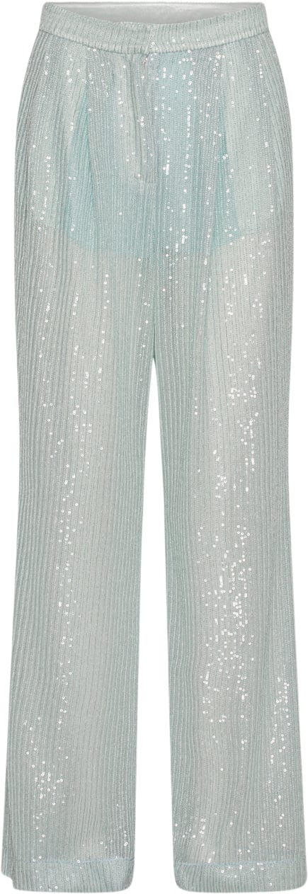 ROTATE Birger Christensen Sequins Low Waist Pants Kvinde Wan Blue Bukser Med Brede Ben Str 34 - hos Magasin