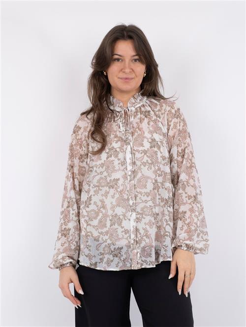 Neo Noir Cobie Glitter Paisley Blouse Kvinde Hvid Langærmede Bluser Str 40 - hos Magasin