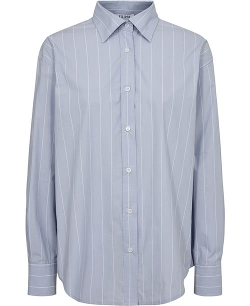 Filippa K Stripe Poplin Shirt Kvinde Faded Blue Langærmede Skjorter Str 38 - hos Magasin