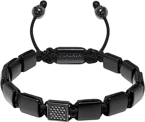 Se Nialaya The CZ Flatbead Collection Matte Onyx M - Armbånd hos Magasin ved Magasin