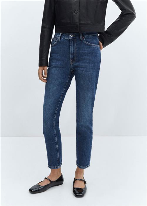 MANGO Slim Cropped Jeans Kvinde Open Blue Skinny Jeans Skinny Fit Str 44 - Denim hos Magasin