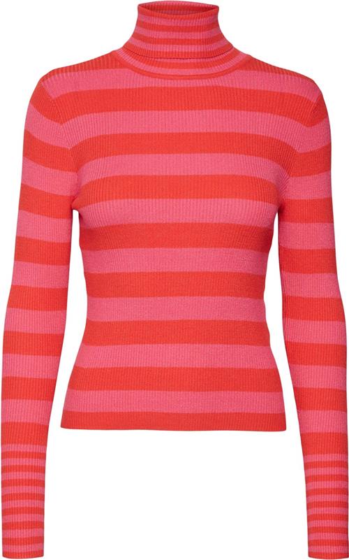 Vero Moda Vmmaxine LS Rollneck Pullover BOO Kvinde Tomato/w. Fuchsia Purple Rullekraver Str S - hos Magasin