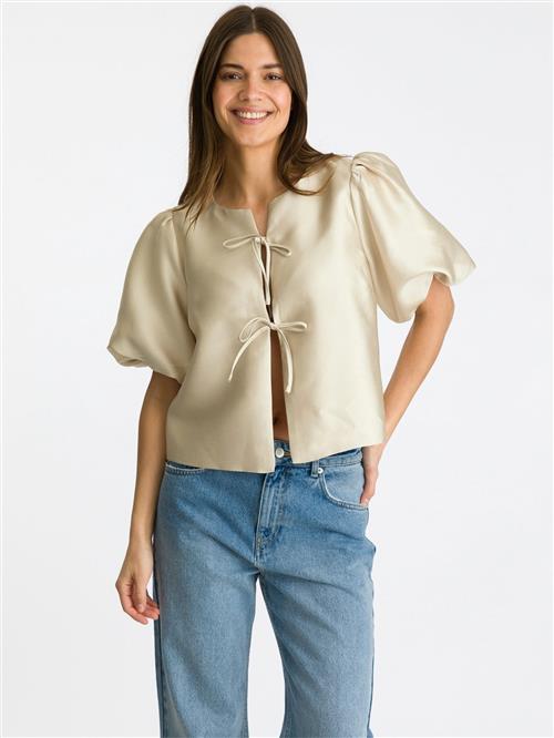 Se Neo Noir Aska Dull Satin Blouse Kvinde Sand Kortærmede Bluser Str 44 - hos Magasin ved Magasin