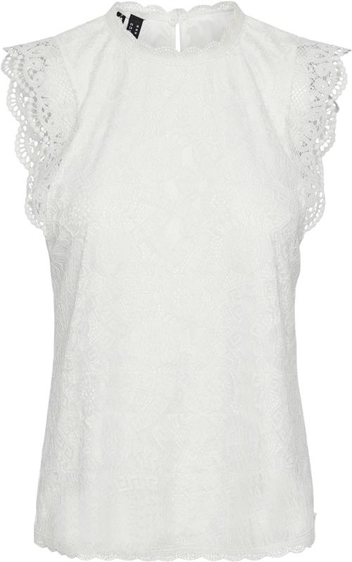 Se Pieces Pcolline SL Lace TOP Noos BC Kvinde Cloud Dancer Toppe Str S - hos Magasin ved Magasin