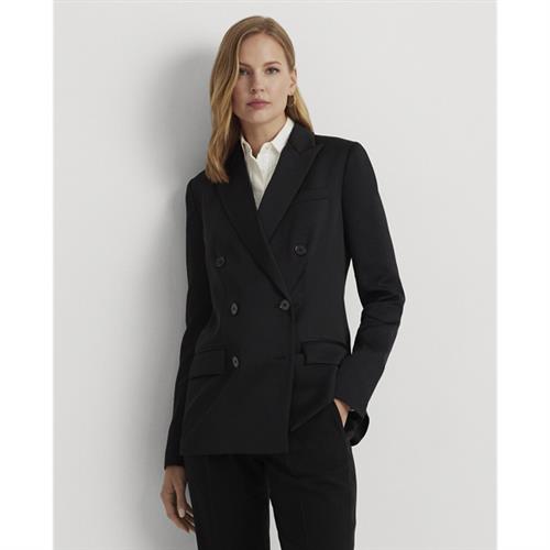 Se Lauren Ralph Lauren Doublebreasted Satintk! Crepe Blazer Kvinde Sort Blazere Str 38 - Polyester hos Magasin ved Magasin