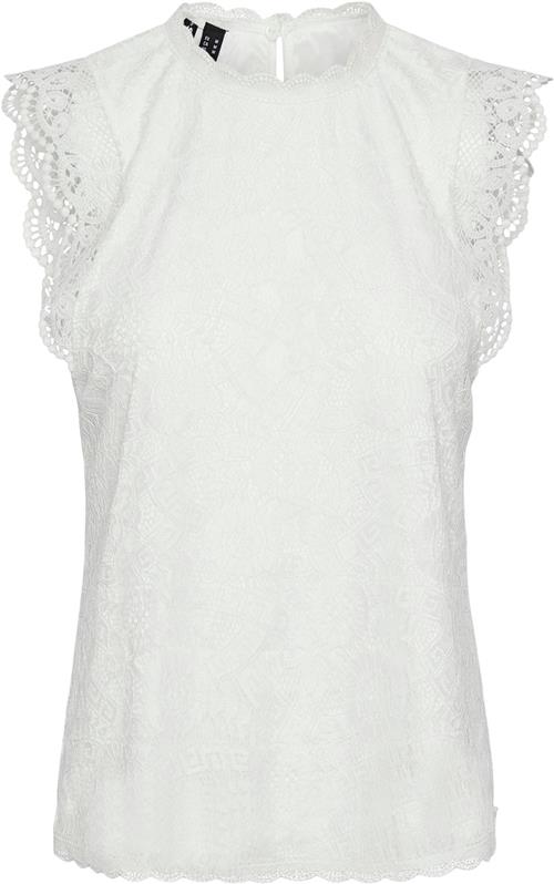 Pieces Pcolline SL Lace TOP Noos BC Kvinde Cloud Dancer Toppe Str XL - hos Magasin