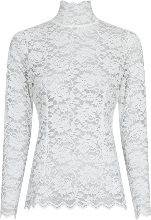 Neo Noir Liza Laceflower Blouse Kvinde White Langærmede Bluser Str 42 - hos Magasin