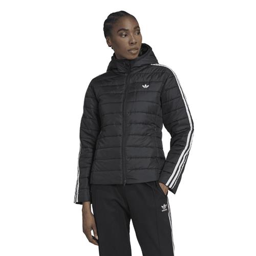 adidas Hooded Slim Jacket Kvinde Sort Overgangsjakker Slim Fit Str 38 - Polyester hos Magasin