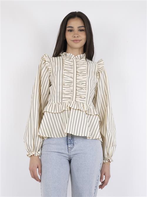 Se Neo Noir Hawaii Stripe Blouse Kvinde Creme Langærmede Bluser Str 44 - hos Magasin ved Magasin