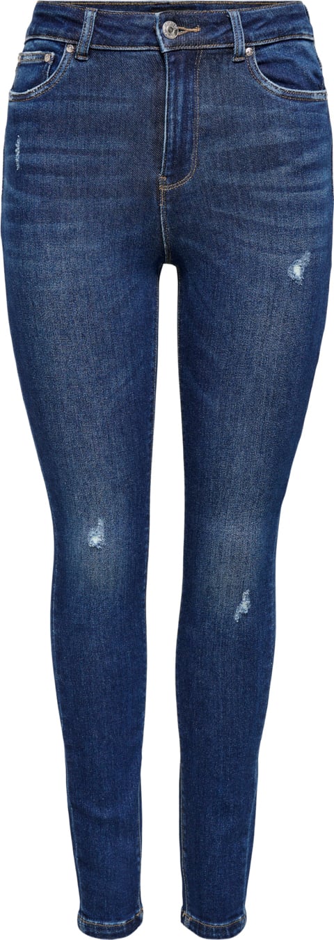 Se ONLY Onlmila Life HW SK ANK Bj374 Noos Kvinde Dark Blue Denim Skinny Jeans Str "29/""34" - hos Magasin ved Magasin