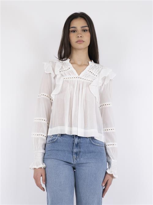 Se Neo Noir Aurika S Voile Blouse Kvinde White Langærmede Bluser Str 38 - hos Magasin ved Magasin