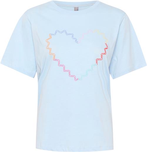 Culture Cuamora Heart Tshirt Kvinde Cashmere Blue Kortærmede T-shirts Str S - Cashmere hos Magasin