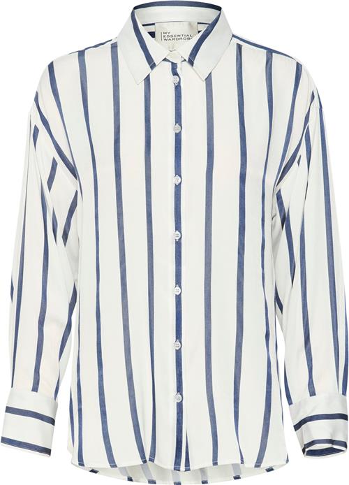 My Essential Wardrobe Miamw Shirt Kvinde Snow White W. Blue Stripe Langærmede Skjorter Str 34 - hos Magasin